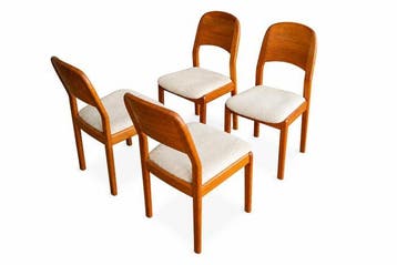 Dyrlund - Eetkamerstoel (4) - Teak, Textiel, Antiek en Kunst