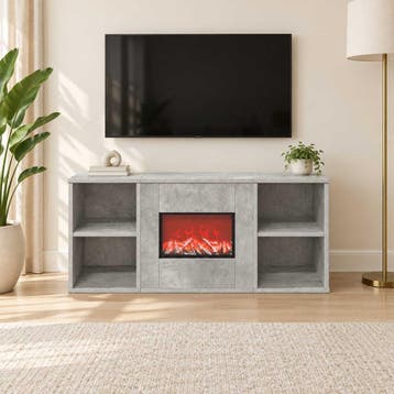 vidaXL Elektrische haard Betonkleurig 100 x 37 x 45,5 cm, Maison & Meubles, Verzenden