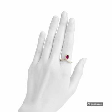 Ring - 14 karaat Geel goud - 0.72ct. tw. Robijn - Diamant, Nieuw