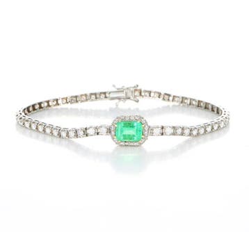 Armband - 18 karaat Witgoud, HRD-certificaat Diamant