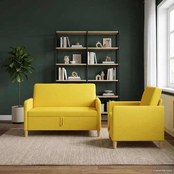 vidaXL Sofa Set Met Opslag 2 st 3-zits Licht Geel Polyester, Huis en Inrichting, Verzenden, Nieuw