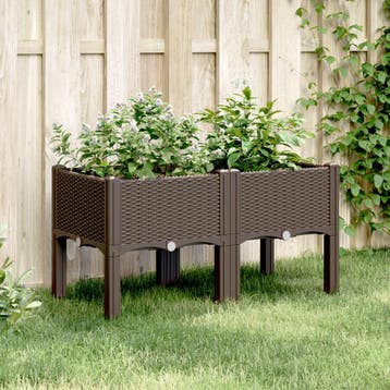 vidaXL Plantenbak met poten 80x40x42 cm polypropeen bruin, Verzenden, Nieuw