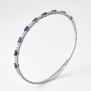 Armband - 14 karaat Witgoud - 2.27ct. tw. Saffier - Diamant, Nieuw