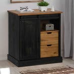 vidaXL Dressoir HALDEN schuifdeur zwart 80x40x80 cm massief, Verzenden