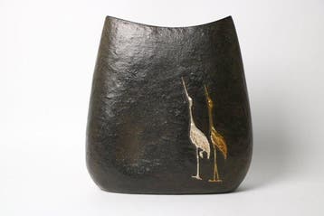 Crane & Tortoise — Bronzen vaas met goud- en zilverinleg