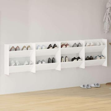 vidaXL Wandschoenenkasten 4 st 60x18x60 cm bewerkt hout wit, Verzenden