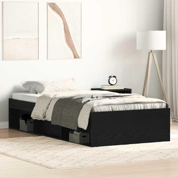 vidaXL Bedframe zonder matras 90x190 cm spaanplaat zwart, Verzenden