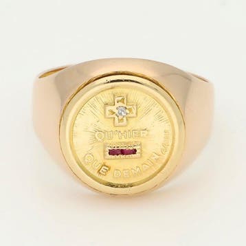 Ring - 18 karaat Geel goud, Roségoud, Robijn Diamant, Nieuw
