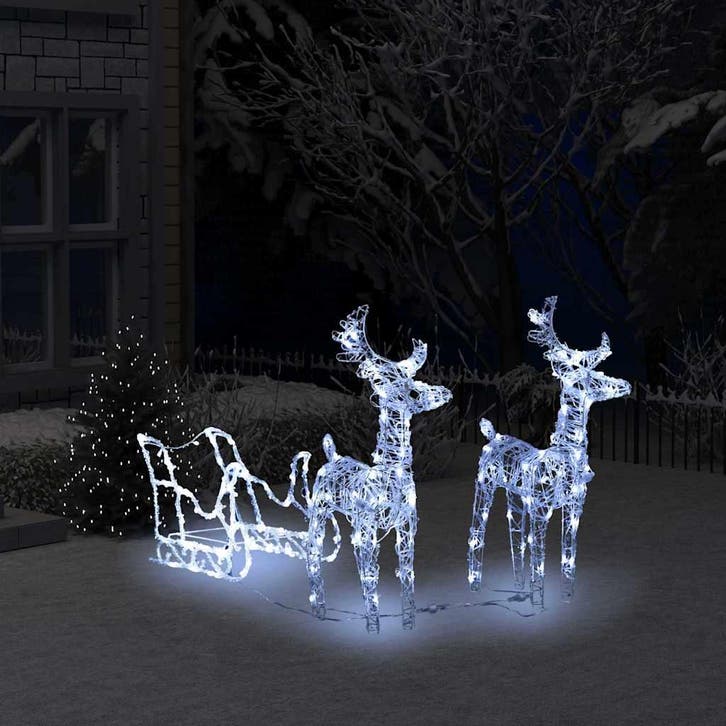 vidaXL Kerstversiering rendieren en slee 160 LEDs 130 cm, Divers, Noël, Envoi