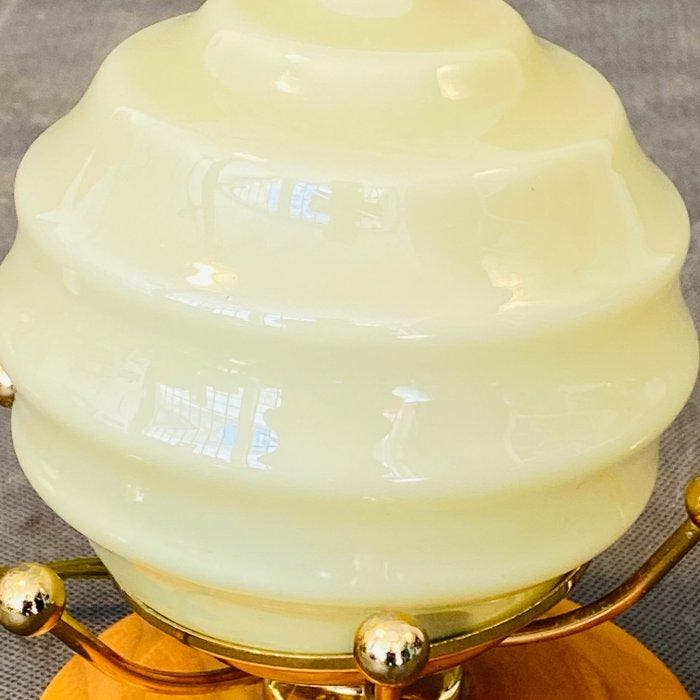 Lampe de table - Laiton doré, Opaline, Antiek en Kunst, Kunst | Designobjecten