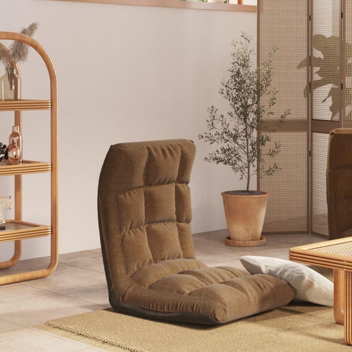 vidaXL Vloerstoel inklapbaar stof bruin, Maison & Meubles, Chaises, Envoi