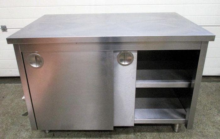 RVS Werktafel met 2 schuifdeuren, B120 x D70 x H85cm, Articles professionnels, Aménagement de Bureau & Magasin | Commerce & Inventaire