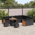 vidaXL Tuinbank Set 12 pcs Zwart Poly Riet en Poedergecoat, Verzenden, Nieuw