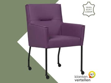 Leren eetkamerstoel met wieltjes en armleuning Lucky -, Huis en Inrichting, Stoelen, Overige kleuren, Bohemian, Industrieel, Modern, Scandinavisch