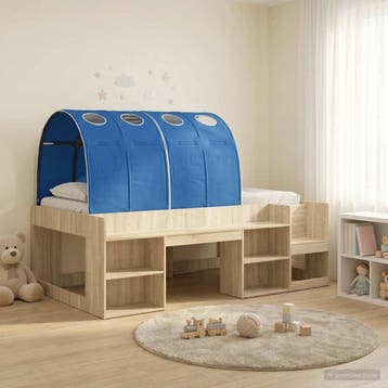 vidaXL Jeugdbed Frame Hoog met Opbergruimte Sonoma eiken en, Huis en Inrichting, Slaapkamer | Bedden, Verzenden, Nieuw