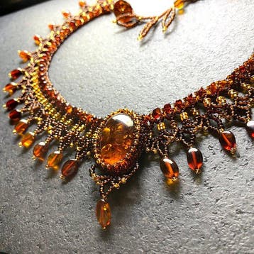 Collier ras-de-cou en ambre baltique véritable, 37,9 g -