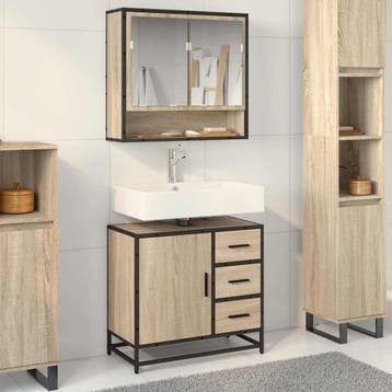 vidaXL Wastafelkast 65x33x60 cm bewerkt hout sonoma, Huis en Inrichting, Verzenden, Nieuw