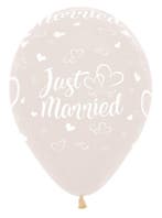 Ballonnen Just Married Hearts Crystal Clear 30cm 25st, Verzenden, Nieuw