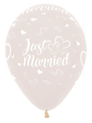 Ballonnen Just Married Hearts Crystal Clear 30cm 25st, Verzenden, Nieuw