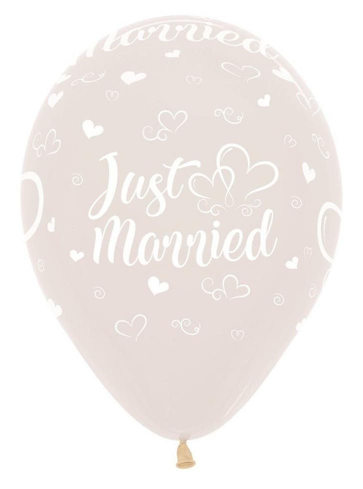 Ballonnen Just Married Hearts Crystal Clear 30cm 25st, Hobby & Loisirs créatifs, Articles de fête, Envoi