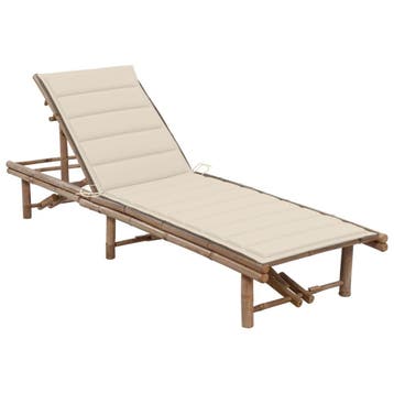 vidaXL Ligbed met kussen bamboe, Tuin en Terras, Verzenden, Nieuw