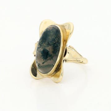 Ring - 14 karaat Geel goud - 5.74ct. tw. - Mosagaat, Nieuw