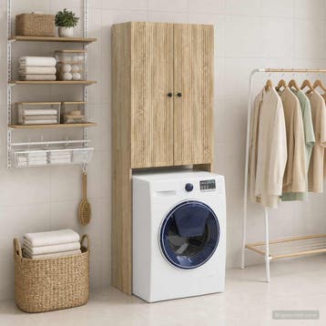 vidaXL Toiletkast EDE Sonoma Eiken 66 x 25,5 x 190 cm, Verzenden, Nieuw