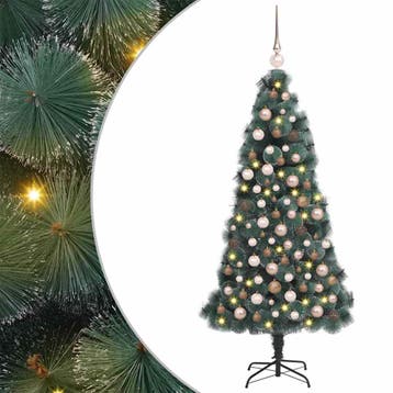 vidaXL Kunstmatige Verlichte Kerstboom met Bal Set Groen 150, Verzenden