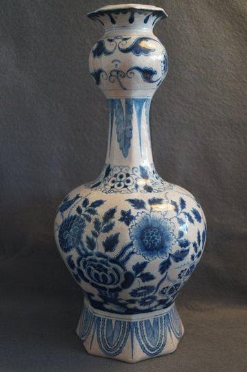 Vaas - Aardewerk - Chinoiserie Delfts blauw — dubbele
