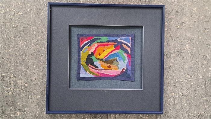 Wanddecoratie - Mijn wereld - in natuurzijde - België -, Antiek en Kunst, Kunst | Designobjecten