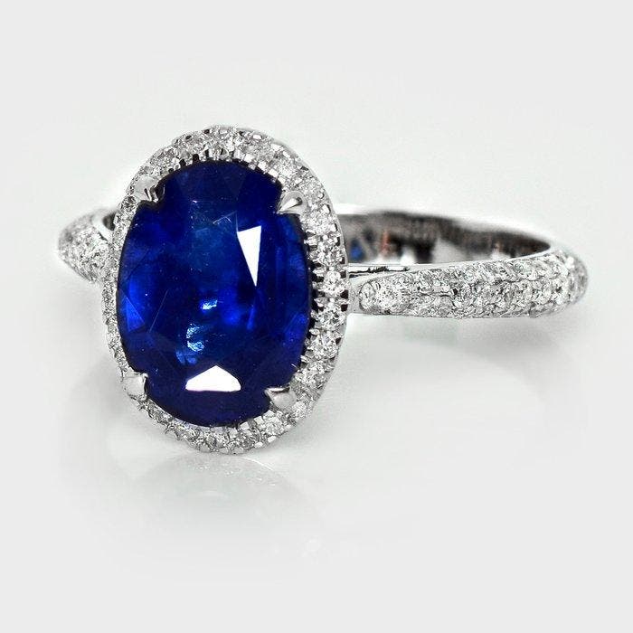 Sans prix de réserve - Bague - 18 carats LOTUS 2,99 ct Bleu, Bijoux, Sacs & Beauté, Bagues