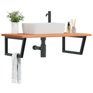 vidaXL Badkamer wandschap staal en massief beukenhout, Verzenden, Nieuw