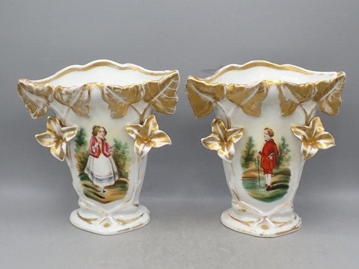 Vieux Bruxelles (attr.) - Vaas (2) - Porselein, Antiek en Kunst, Antiek | Glaswerk en Kristal