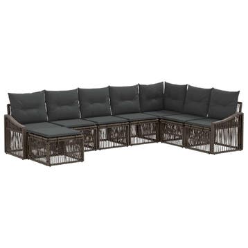 vidaXL Tuinbank Set 8 pcs Grijs poly rattan, Verzenden, Nieuw