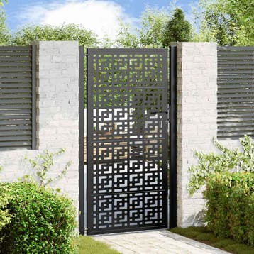 vidaXL Poort met kruisontwerp 100x175 cm staal zwart, Tuin en Terras, Tuinpoorten, Verzenden, Nieuw