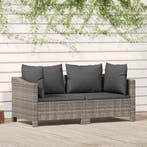 vidaXL 2-delige tuinloungeset met kussens grijs poly rattan, Verzenden, Nieuw, Loungeset