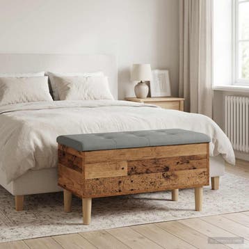 vidaXL Opbergbank met kussen Oud hout 82 x 42 x 46 cm, Verzenden, Nieuw