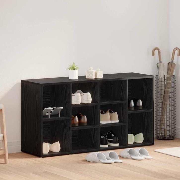 vidaXL Schoenenbank Zwart Eiken 103 x 30 x 54,5 cm Bewerkt, Huis en Inrichting, Kasten | Schoenenkasten, Nieuw, Verzenden
