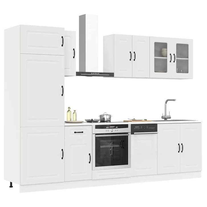 vidaXL 8-delige Keukenkastenset Kalmar bewerkt hout wit, Maison & Meubles, Armoires | Autre, Envoi