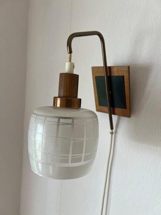 Lampe murale - lampe - Bois, Métal, Verre - Lampe murale, Antiek en Kunst, Kunst | Designobjecten