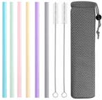 Fako Bijoux - Siliconen Rietjes Set Pastel - 6 Herbruikbare, Verzenden