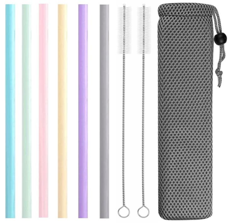 Fako Bijoux - Siliconen Rietjes Set Pastel - 6 Herbruikbare, Huis en Inrichting, Keuken | Bestek, Verzenden