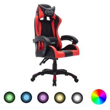 vidaXL Racestoel met RGB LED-verlichting kunstleer rood en, Verzenden