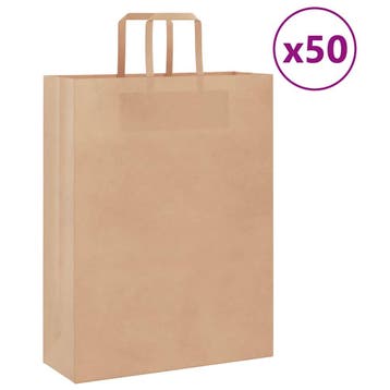 vidaXL Papieren zakken 50 st met hengsels 32x12x42 cm bruin, Divers, Emballage cadeau, Verzenden