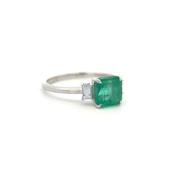 Bague - 14 carats Or blanc - 1.68ct. tw. Émeraude - Saphir, Nieuw