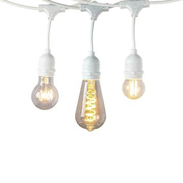 Feestverlichting prikkabel wit 10x E27 Fitting 6 Meter Losse, Tuin en Terras, Verzenden, Nieuw, Overige materialen, Netvoeding