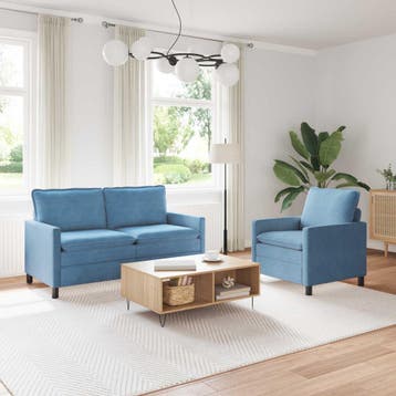 vidaXL bank / zetelstel 2 st Blauw Stof, Verzenden, Nieuw