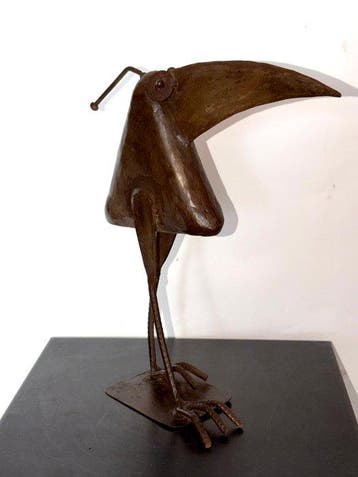 sculptuur, Oiseau en métal vernis - 30 cm - Fer Vernis