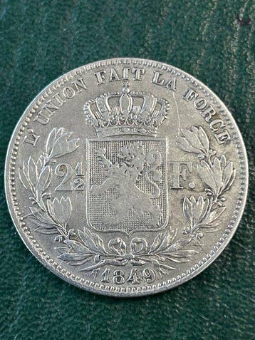 Belgique. Léopold Ier. 2 1/2 Francs 1849 (Sans prix de