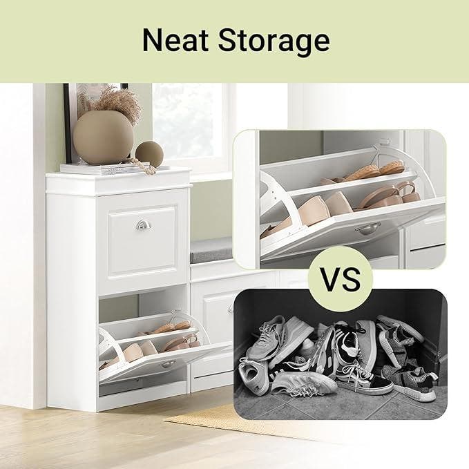 2dekans | SoBuy FSR78-W Schoenenkast Met 2 Kleppen, Huis en Inrichting, Kasten | Schoenenkasten, Ophalen of Verzenden